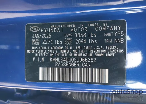 2025 Hyundai Elantra Sel Convenience из США, поврежденный, VIN KMHLS4DG0SU966362